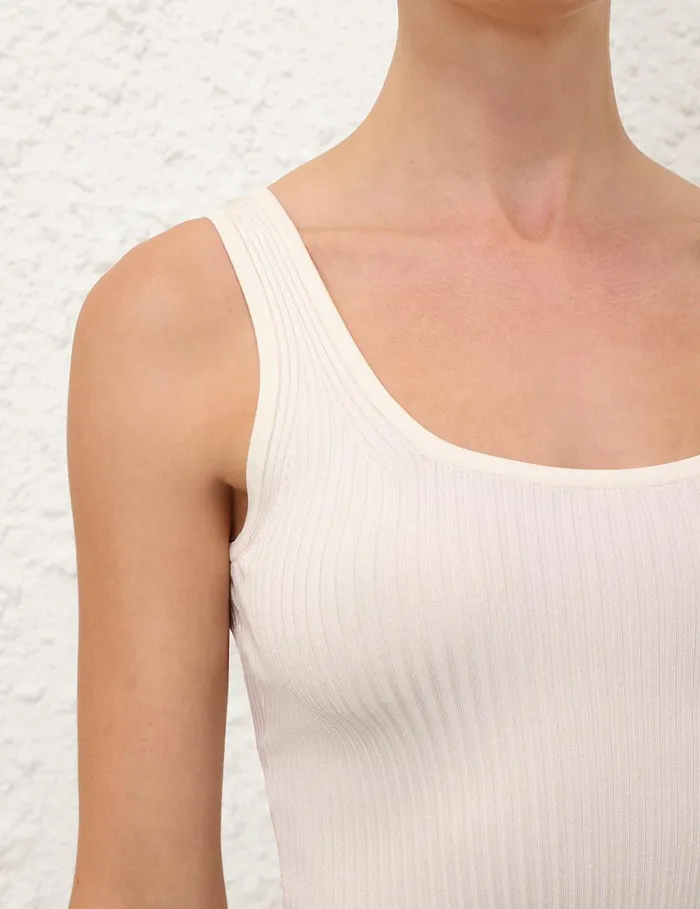 Women Clothing Zimmermann Scoop Neck Tank Parchment
