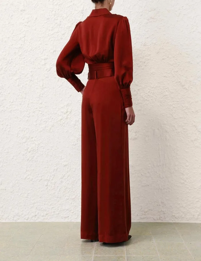 Women Clothing Zimmermann Silk Wrap Top Burgundy