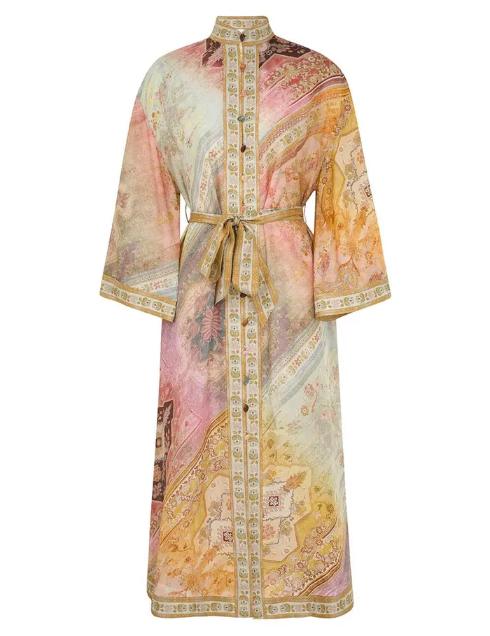 Women Clothing Zimmermann Tallow Midi Shirt Dress Ombre Multi
