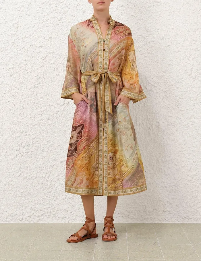 Women Clothing Zimmermann Tallow Midi Shirt Dress Ombre Multi