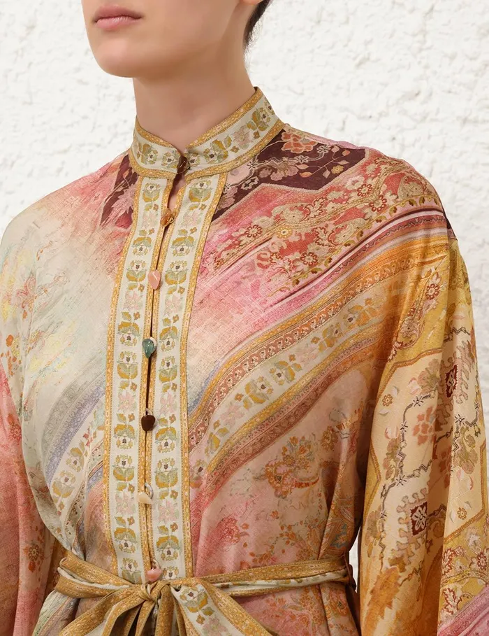 Women Clothing Zimmermann Tallow Midi Shirt Dress Ombre Multi