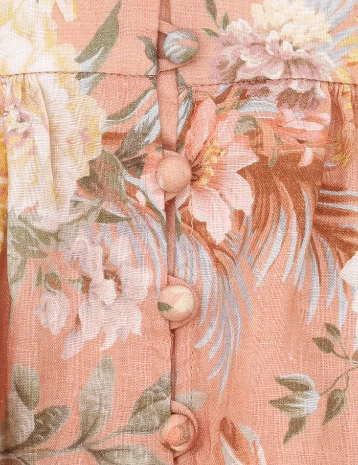 Women Clothing Zimmermann Tallow Plunge Mini Dress Pink Multi Floral
