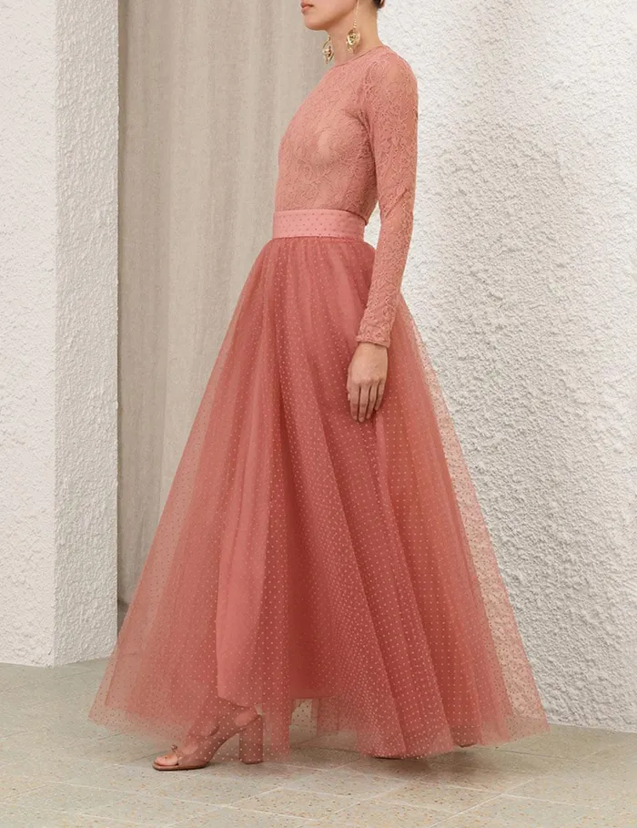 Women Clothing Zimmermann Tulle Skirt Blush