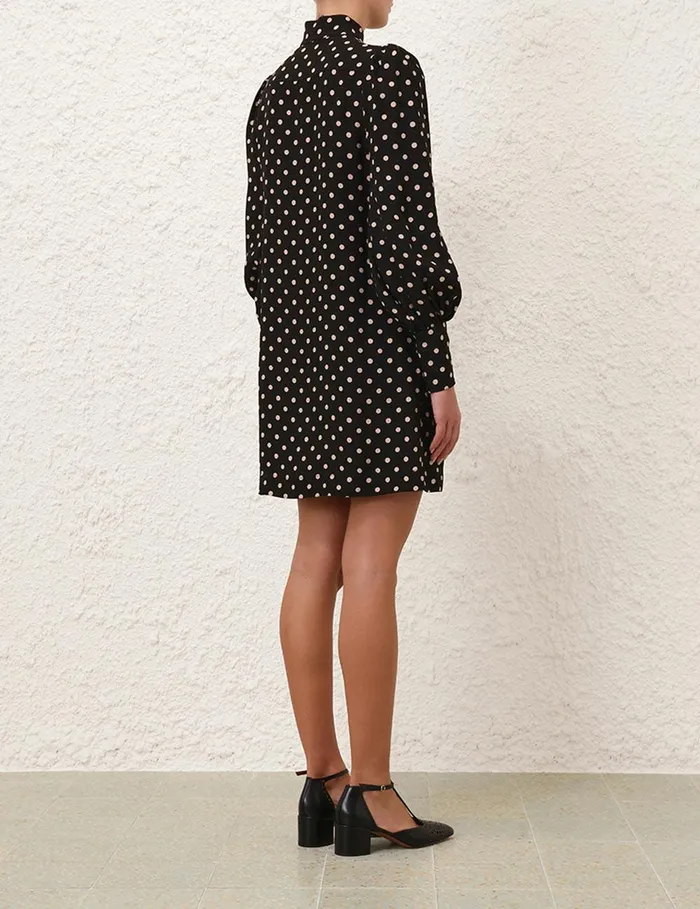 Women Clothing Zimmermann Utility Mini Dress Blackcream Dot