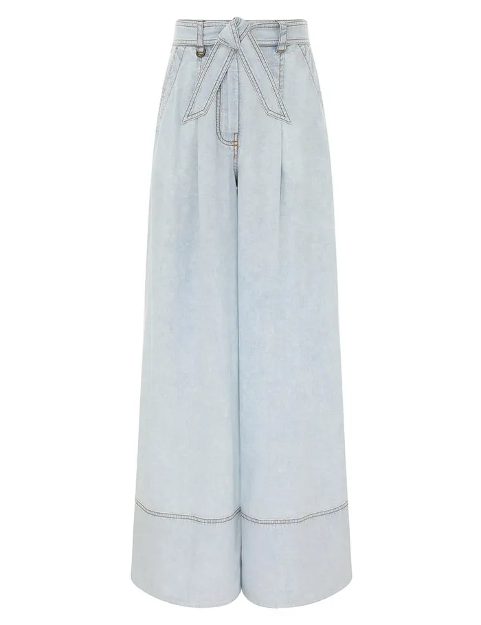 Women Clothing Zimmermann Wide Leg Denim Pant Blue Smoke