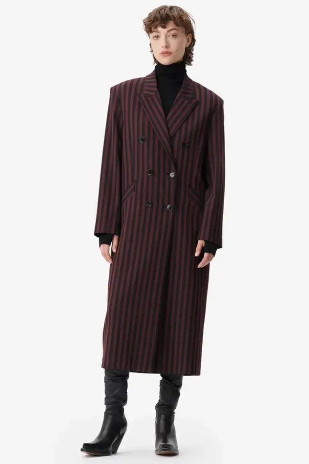 Women Coats and Jackets Lala Berlin Coat Odith Polyester Mix Stripe Fudge