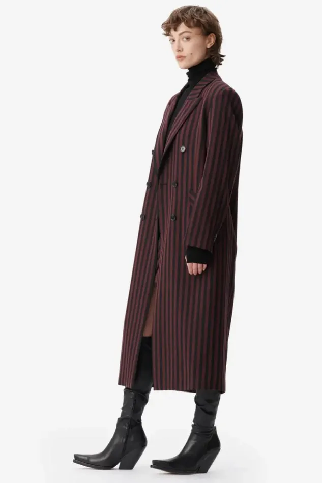 Women Coats and Jackets Lala Berlin Coat Odith Polyester Mix Stripe Fudge Women Coats and Jackets Lala Berlin Coat Odith Polyester Mix Stripe Fudge