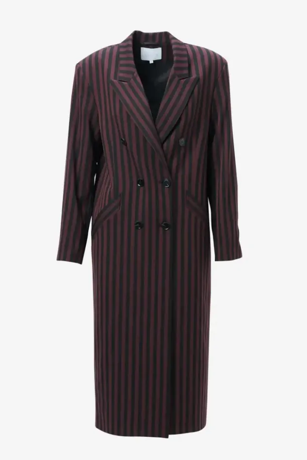 Women Coats and Jackets Lala Berlin Coat Odith Polyester Mix Stripe Fudge Women Coats and Jackets Lala Berlin Coat Odith Polyester Mix Stripe Fudge