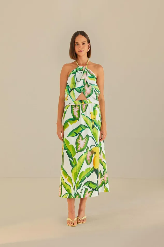 Women Crop Tops Farm Rio OffWhite Summer Foliage Croped Top