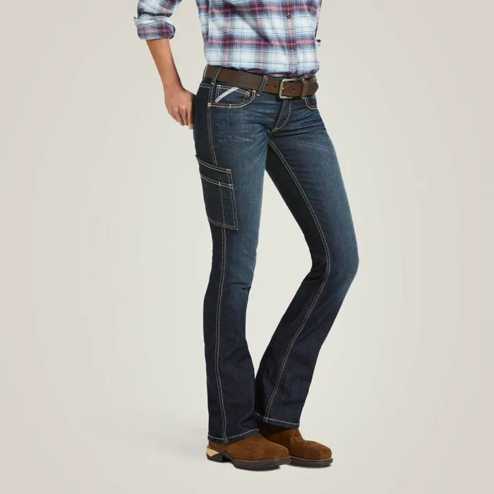 Women Denim Ariat Rebar DuraStretch Riveter Boot Cut Jean Hallow