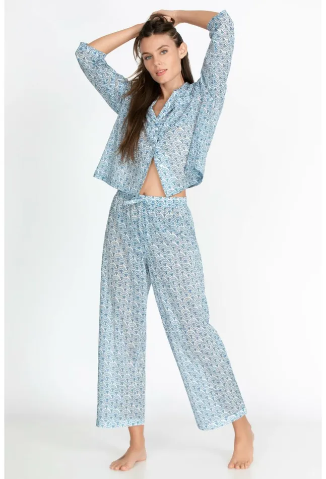 Women Drawstring Sleep Pant Multi Johnny Was Bottoms