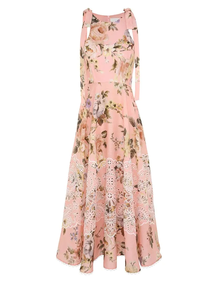 Women Dresses and Coverups Zimmermann Acacia Broderie Midi Dress Pink Floral