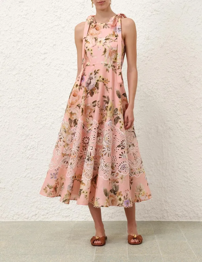 Women Dresses and Coverups Zimmermann Acacia Broderie Midi Dress Pink Floral