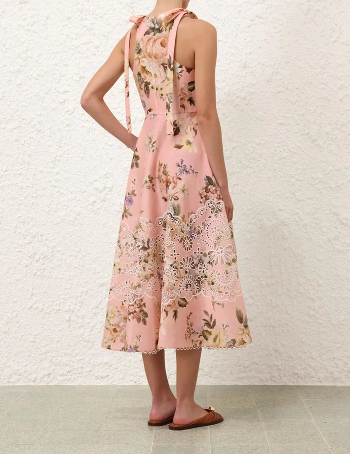 Women Dresses and Coverups Zimmermann Acacia Broderie Midi Dress Pink Floral