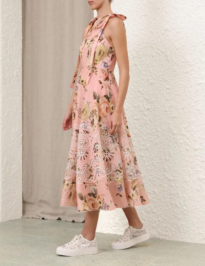 Women Dresses and Coverups Zimmermann Acacia Broderie Midi Dress Pink Floral