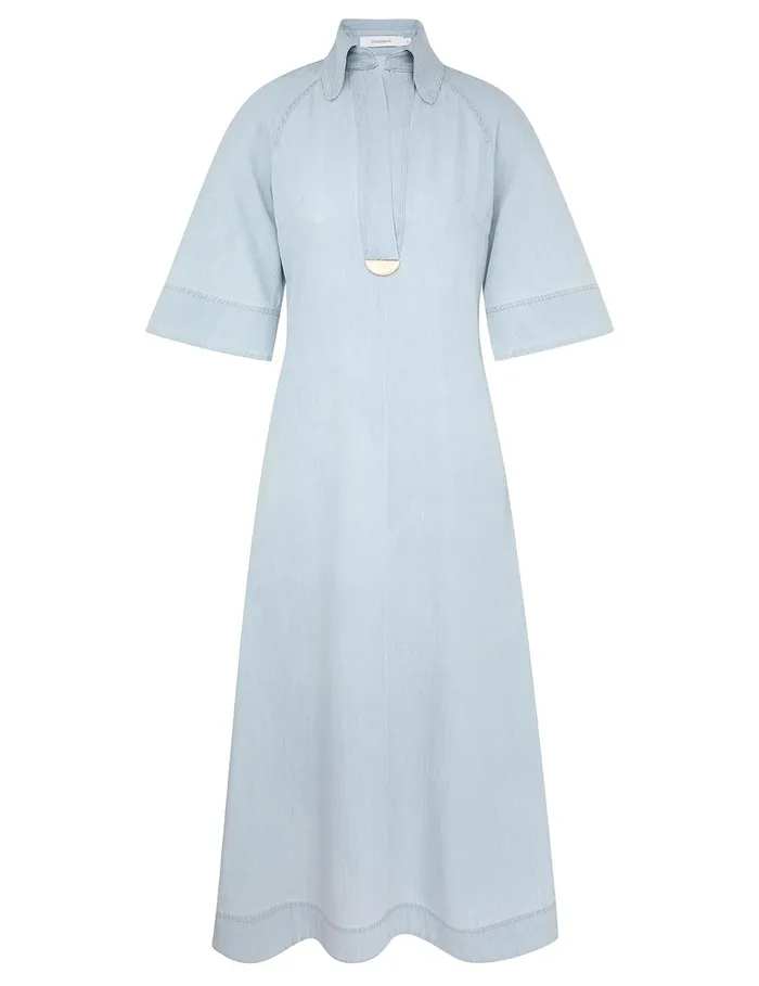 Women Dresses and Coverups Zimmermann Acacia Denim Midi Dress Ice Storm