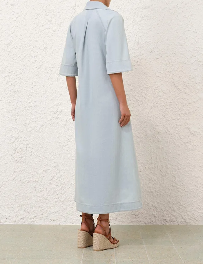 Women Dresses and Coverups Zimmermann Acacia Denim Midi Dress Ice Storm
