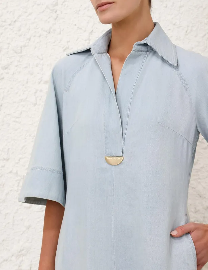 Women Dresses and Coverups Zimmermann Acacia Denim Midi Dress Ice Storm