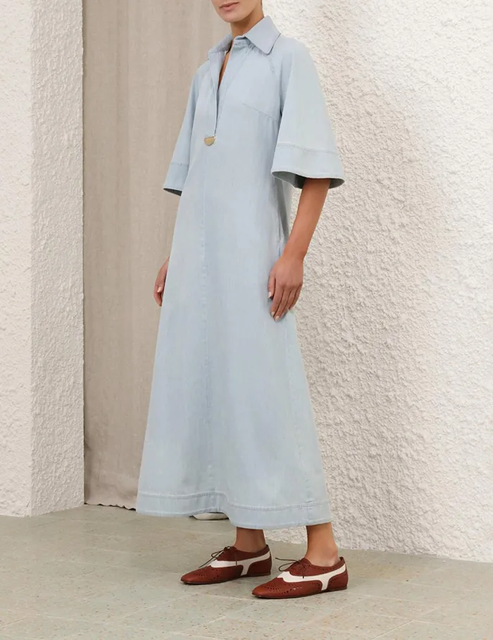 Women Dresses and Coverups Zimmermann Acacia Denim Midi Dress Ice Storm