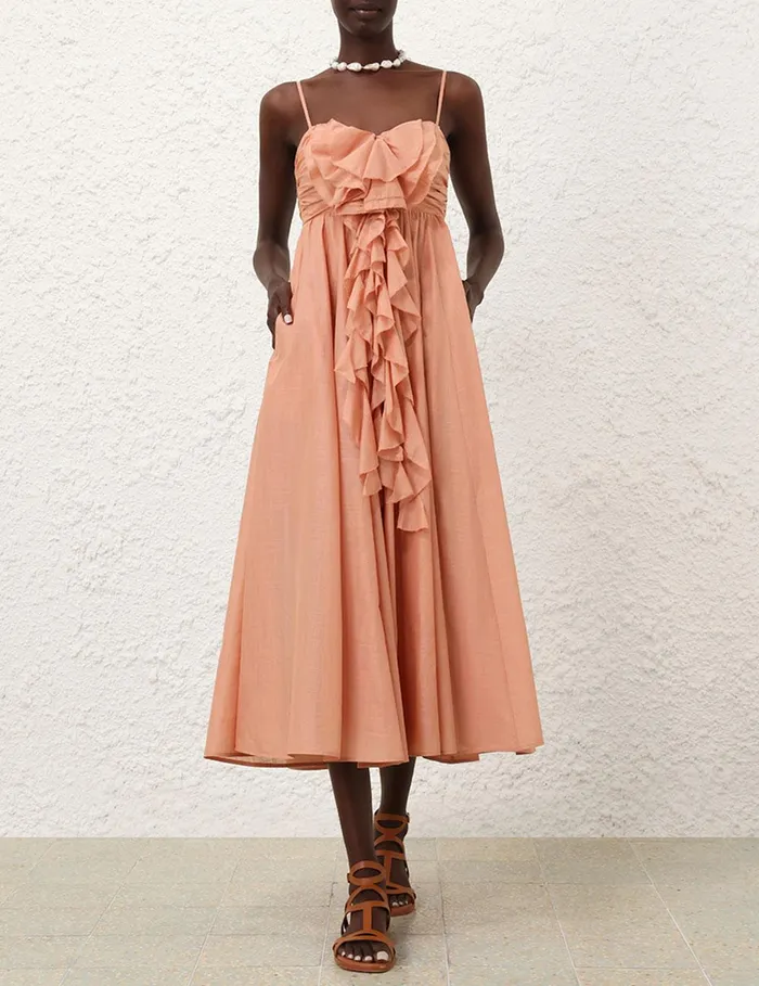 Women Dresses and Coverups Zimmermann Acacia Ruffle Maxi Dress Tan