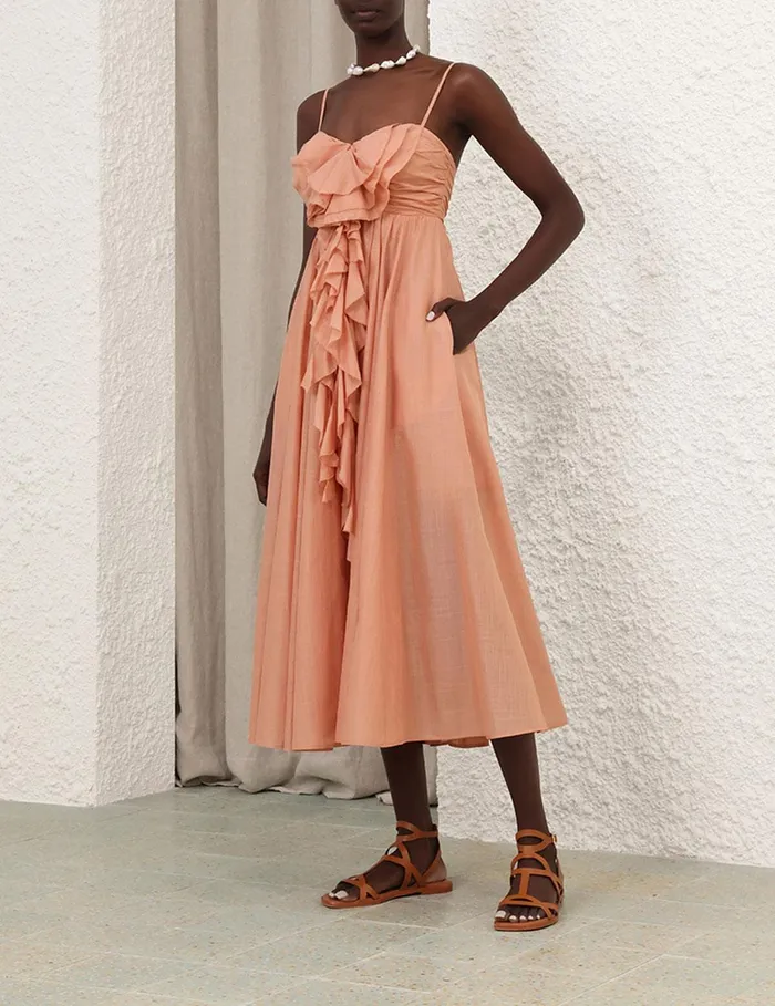Women Dresses and Coverups Zimmermann Acacia Ruffle Maxi Dress Tan