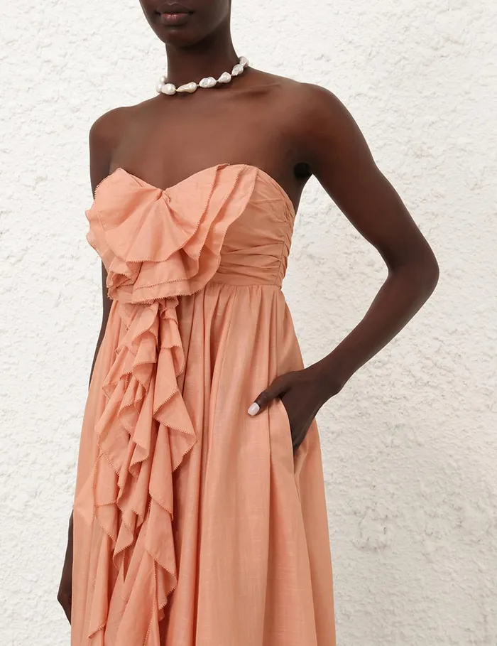 Women Dresses and Coverups Zimmermann Acacia Ruffle Maxi Dress Tan