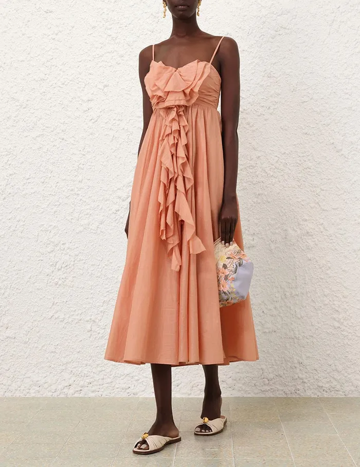 Women Dresses and Coverups Zimmermann Acacia Ruffle Maxi Dress Tan
