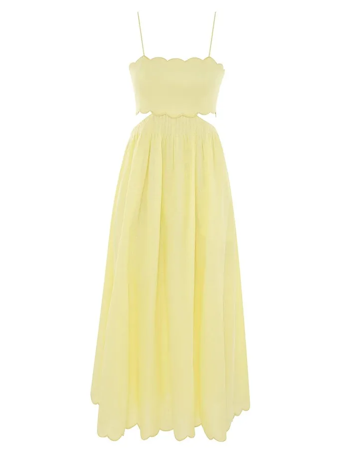 Women Dresses and Coverups Zimmermann Halliday Scallop Midi Dress Yellow