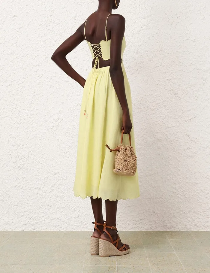Women Dresses and Coverups Zimmermann Halliday Scallop Midi Dress Yellow