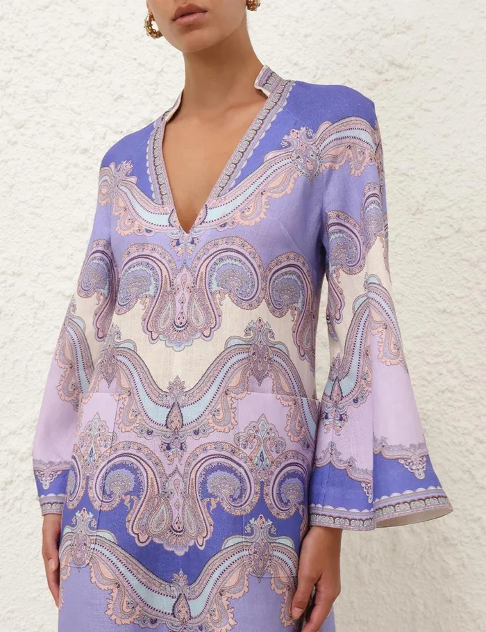 Women Dresses and Coverups Zimmermann Maxine Tunic Midi Dress Cornflower Paisley