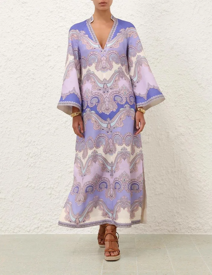 Women Dresses and Coverups Zimmermann Maxine Tunic Midi Dress Cornflower Paisley