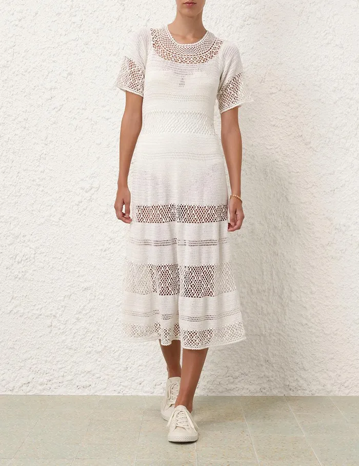 Women Dresses and Coverups Zimmermann Ottie Crochet Dress Ivory