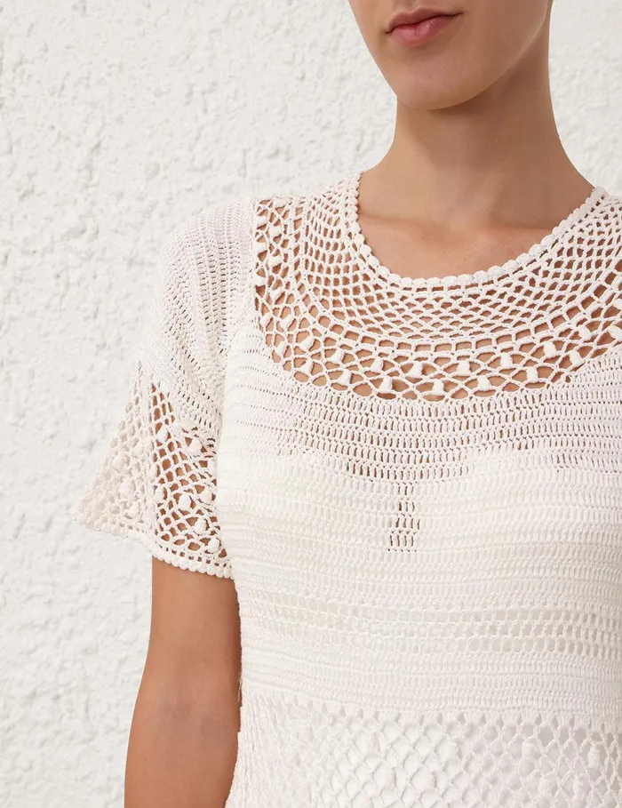 Women Dresses and Coverups Zimmermann Ottie Crochet Dress Ivory