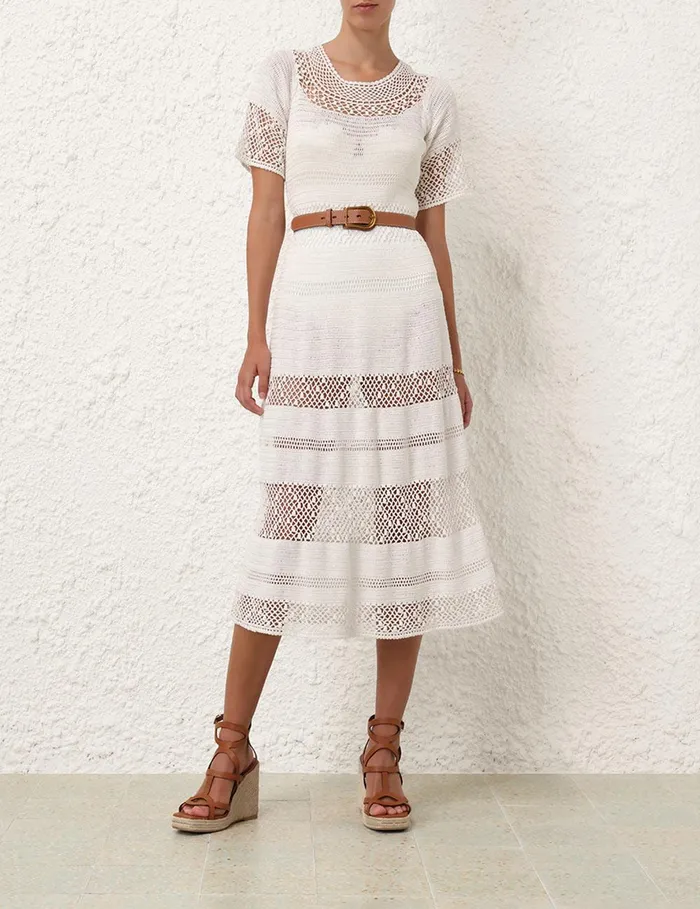 Women Dresses and Coverups Zimmermann Ottie Crochet Dress Ivory
