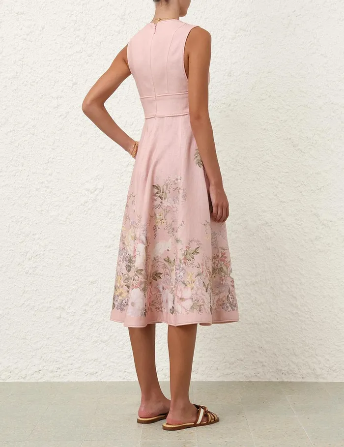 Women Dresses and Coverups Zimmermann Waverly Plunge Midi Dress Pink Floral