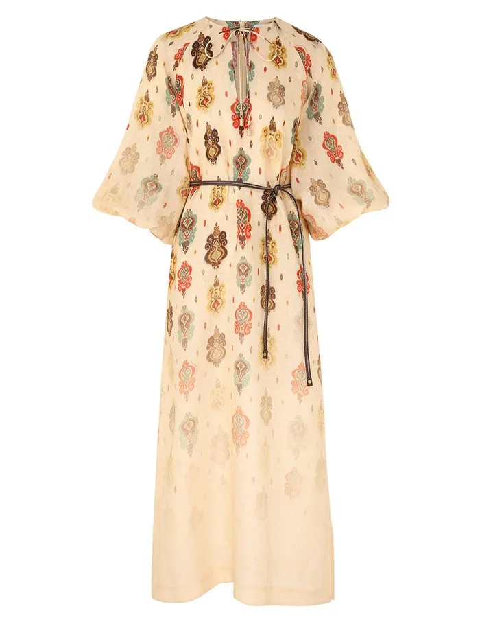 Women Dresses and Coverups Zimmermann Wylie Midi Dress Tan Ikat