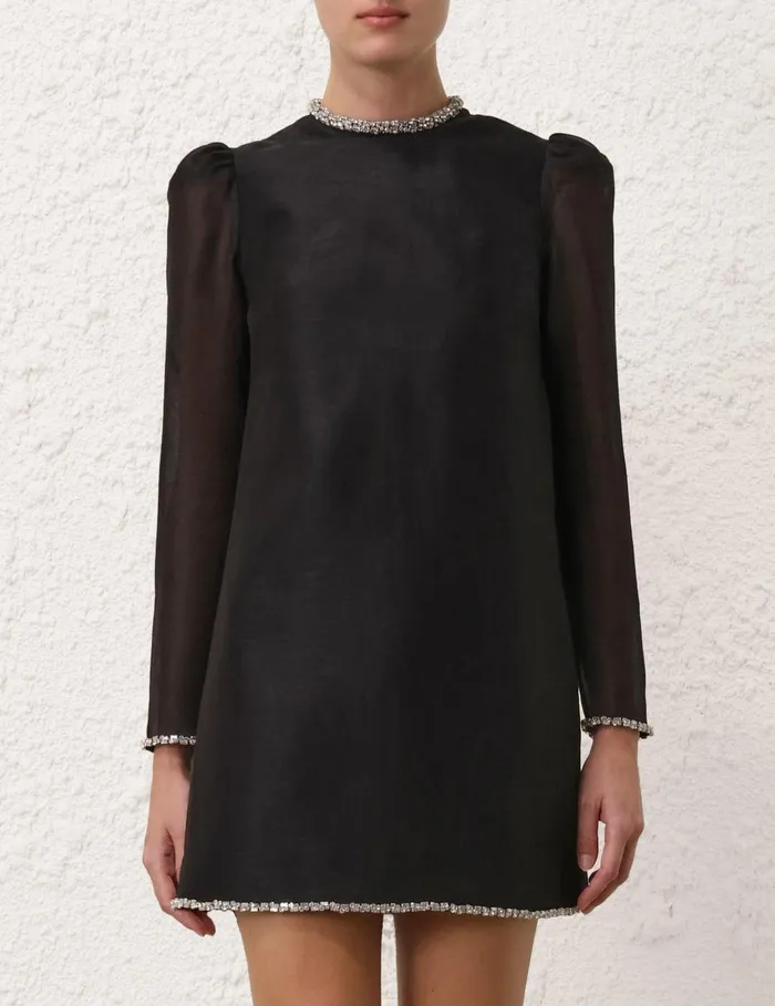 Women Dresses Zimmermann Illustration Diamante Mini Black