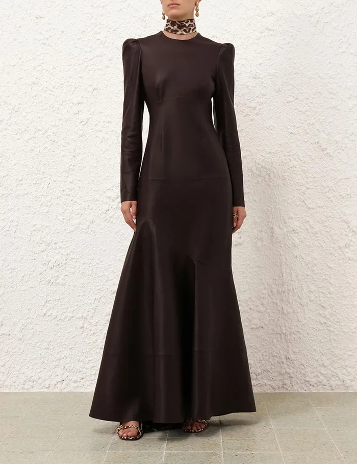Women Dresses Zimmermann Illustration Leather Dress Mahogany