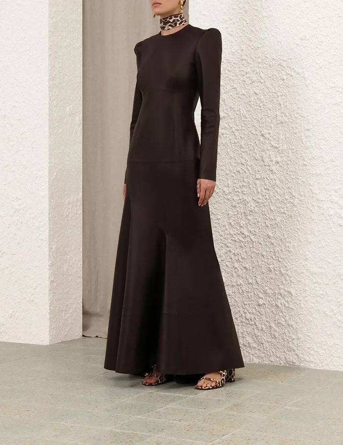 Women Dresses Zimmermann Illustration Leather Dress Mahogany