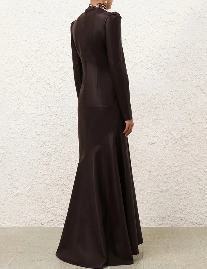 Women Dresses Zimmermann Illustration Leather Dress Mahogany