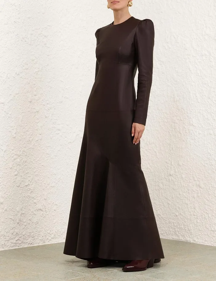 Women Dresses Zimmermann Illustration Leather Dress Mahogany