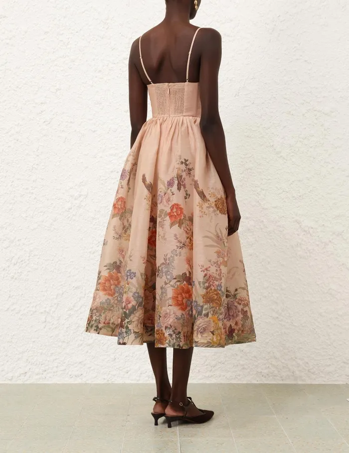 Women Dresses Zimmermann Pavilion V Neck Midi Dress Peach Multi Floral