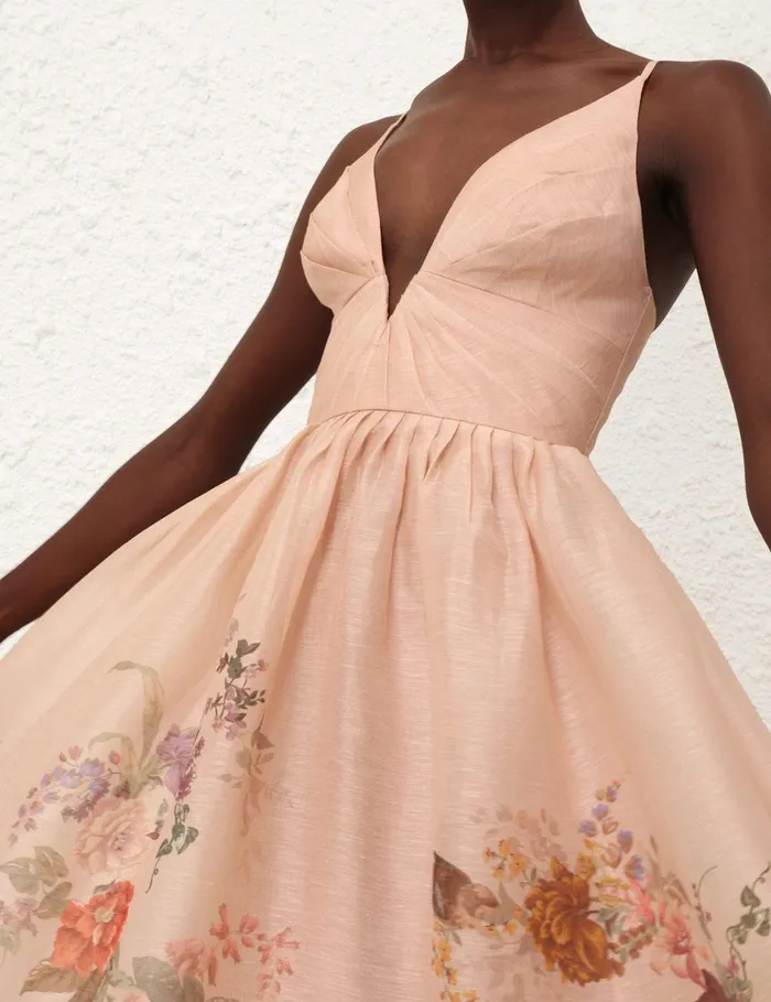 Women Dresses Zimmermann Pavilion V Neck Midi Dress Peach Multi Floral