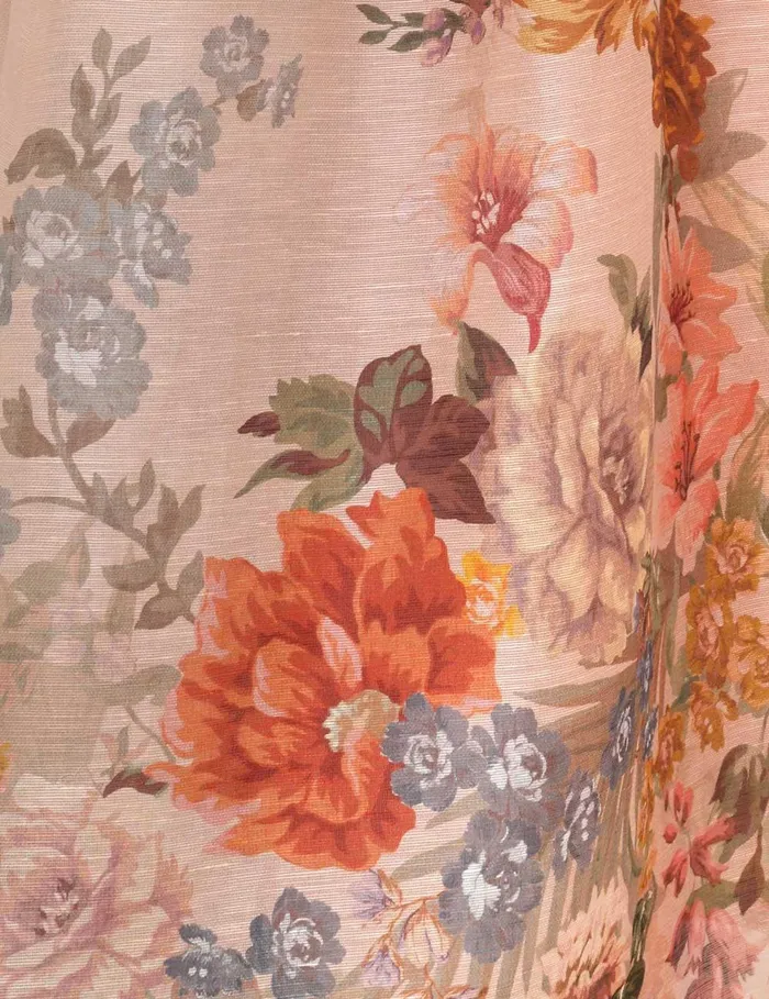 Women Dresses Zimmermann Pavilion V Neck Midi Dress Peach Multi Floral