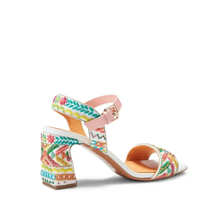 Women Embroidered Leather Sandal Orangewhite Fratelli Rossetti Sandals Women Embroidered Leather Sandal Orangewhite Fratelli Rossetti Sandals