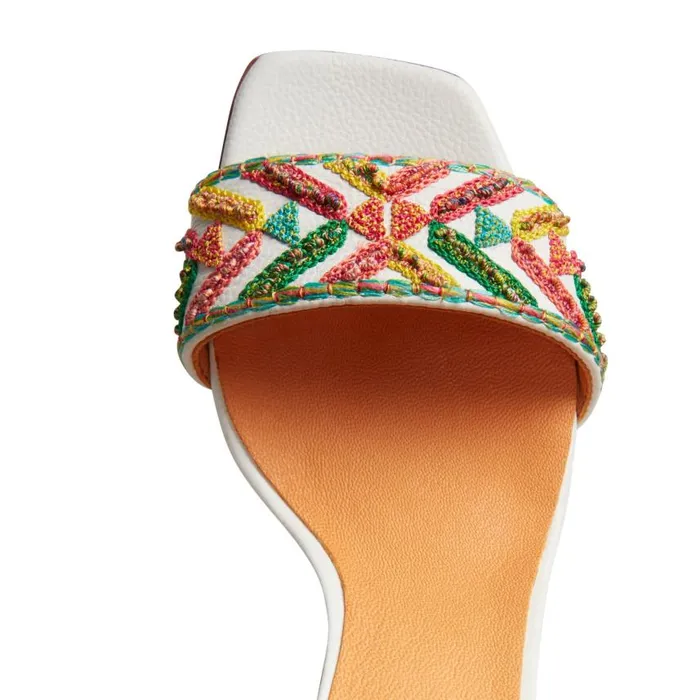 Women Embroidered Leather Sandal Orangewhite Fratelli Rossetti Sandals Women Embroidered Leather Sandal Orangewhite Fratelli Rossetti Sandals