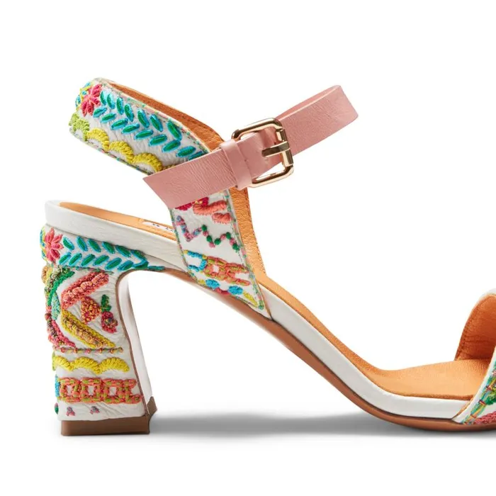 Women Embroidered Leather Sandal Orangewhite Fratelli Rossetti Sandals Women Embroidered Leather Sandal Orangewhite Fratelli Rossetti Sandals