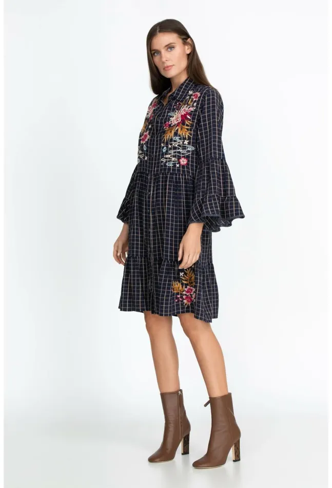 Women Emiko Easy Tiered Dress Plaid Johnny Was Dresses