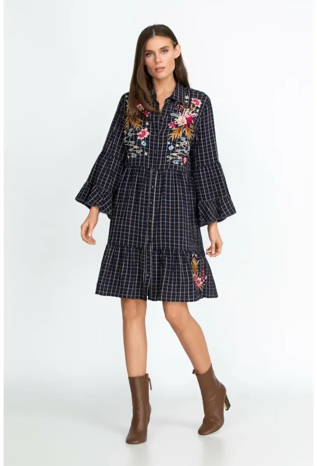Women Emiko Easy Tiered Dress Plaid Johnny Was Dresses