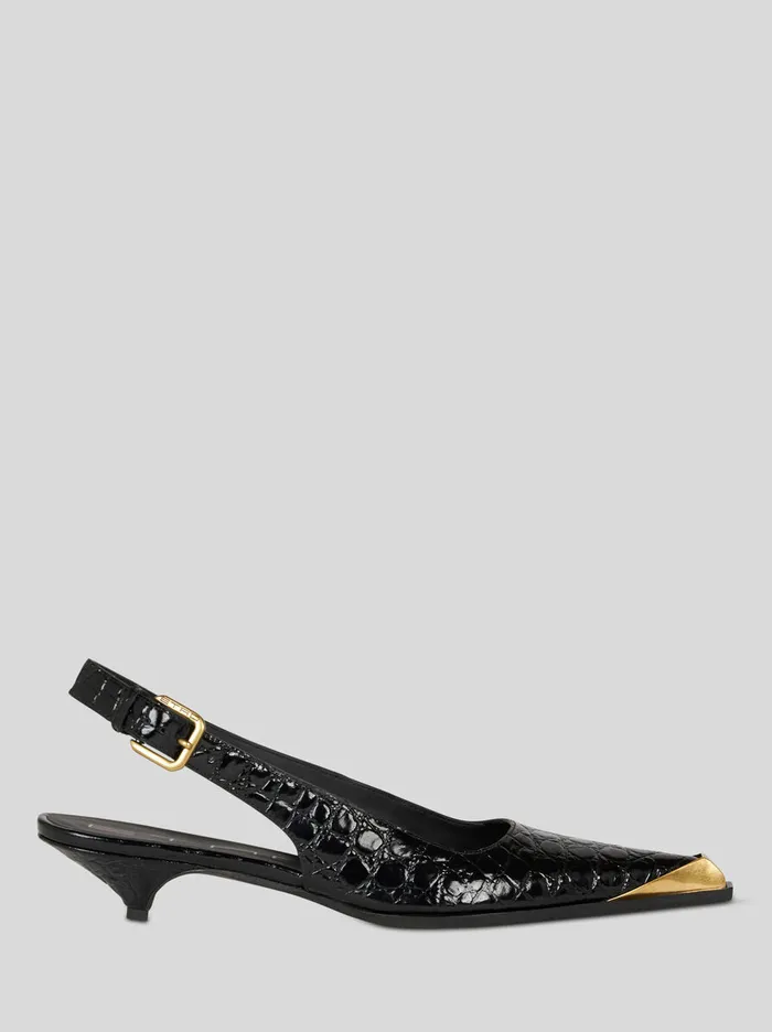 Women Etro Court Shoes Printed Leather Slingbacks Black